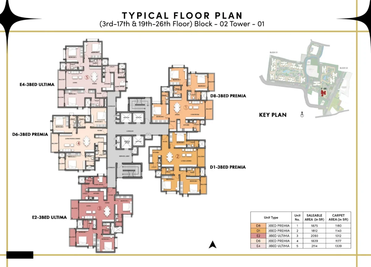 Tower 1 - Block 2 - Typical Floor Plan