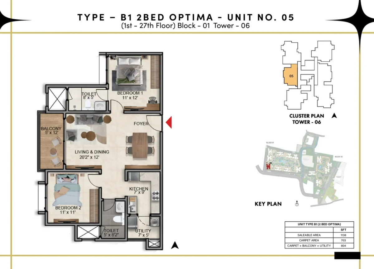Type B1 - 2 Bed Optima - T6 B1