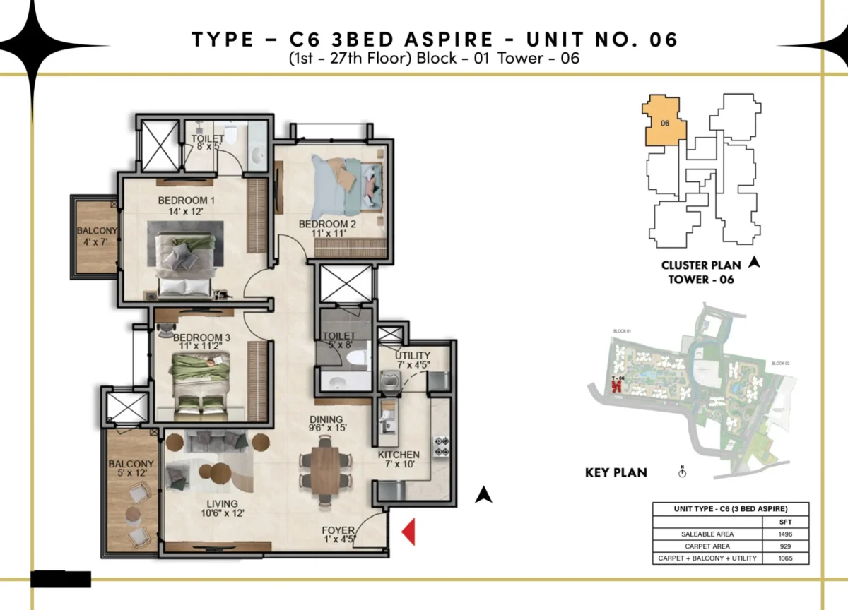 Type C6 - 3 Bed Aspire - T6 B1