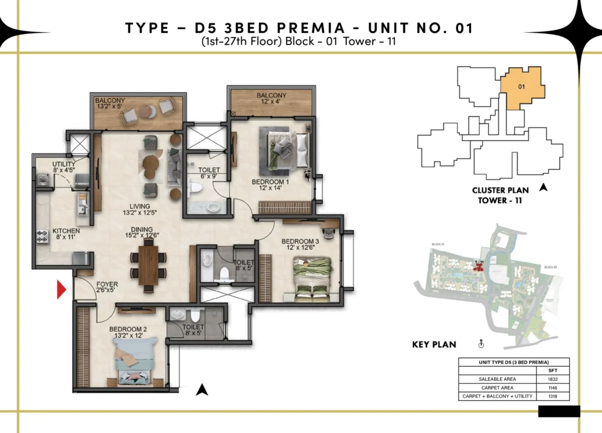 Type D5 - 3 Bed Premia - T11 B1