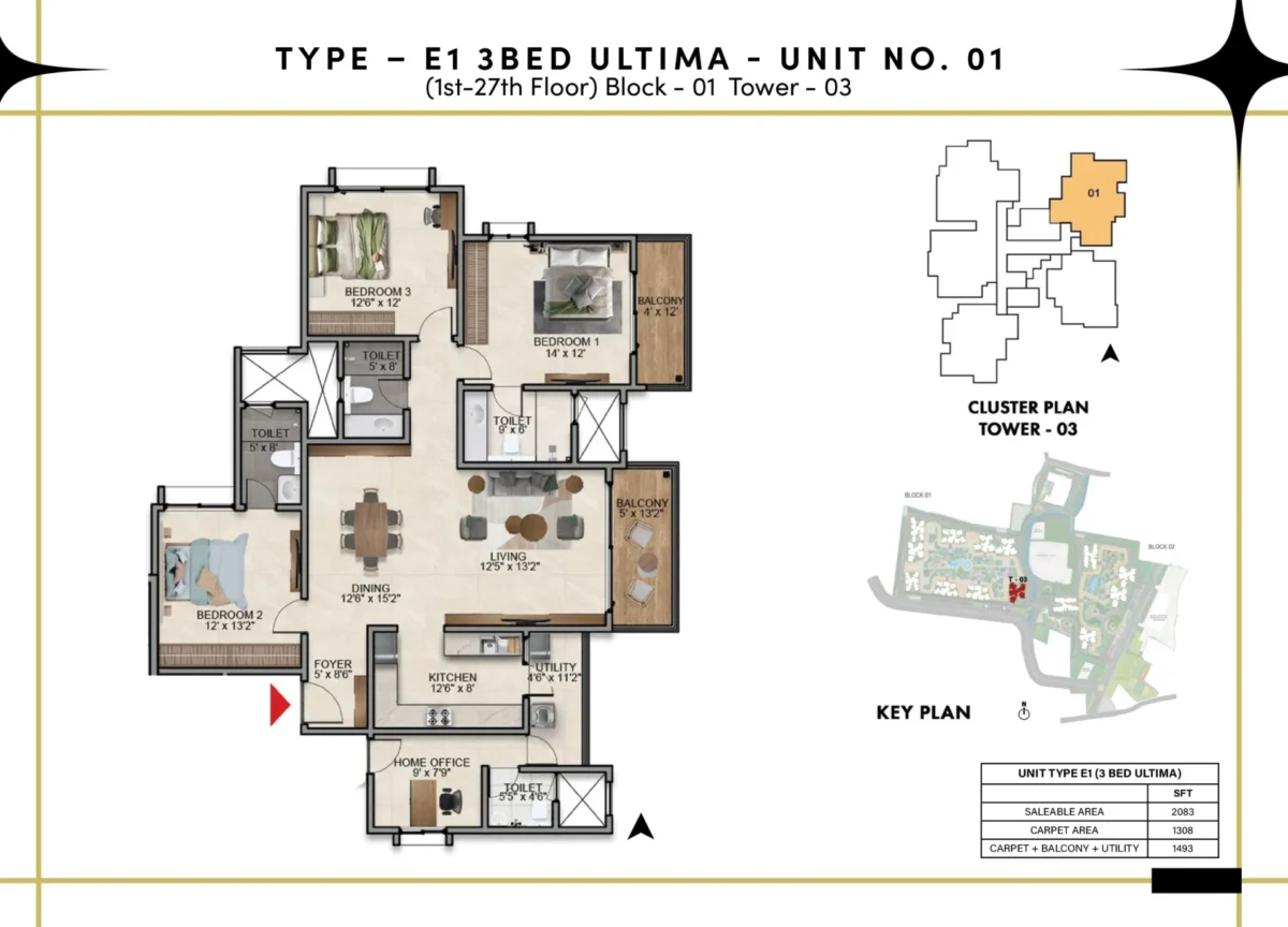 Type E1 - 3 Bed Ultima - T3 B1