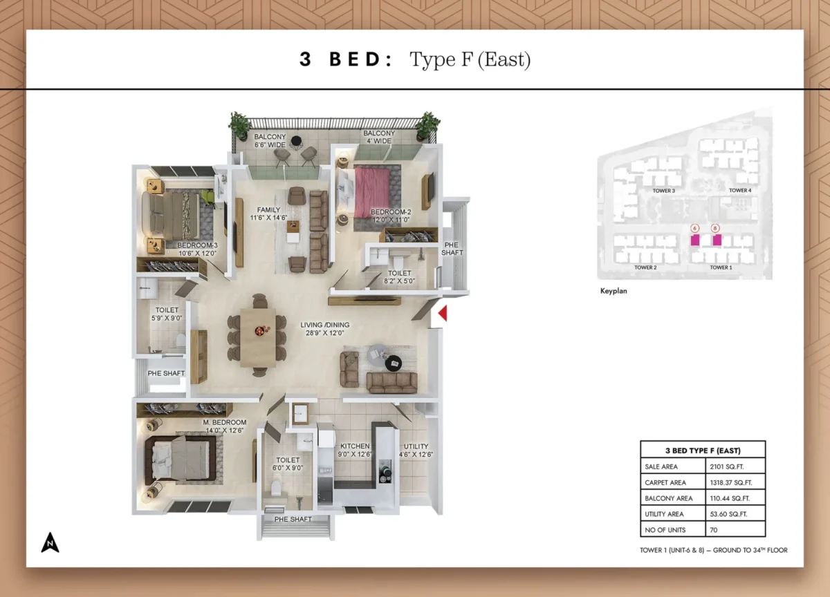 3 Bed - Type F - East