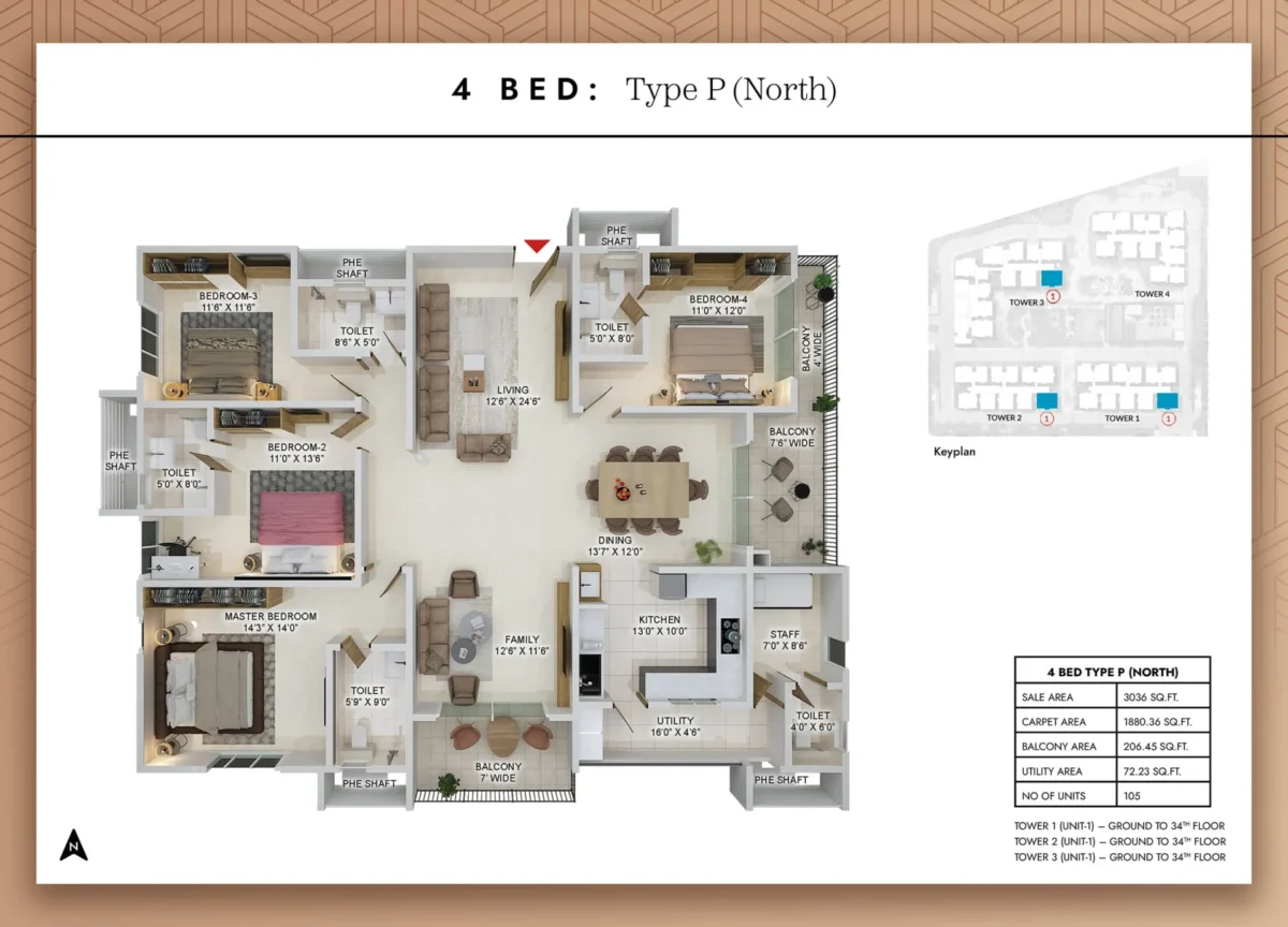4 Bed - Type P - North
