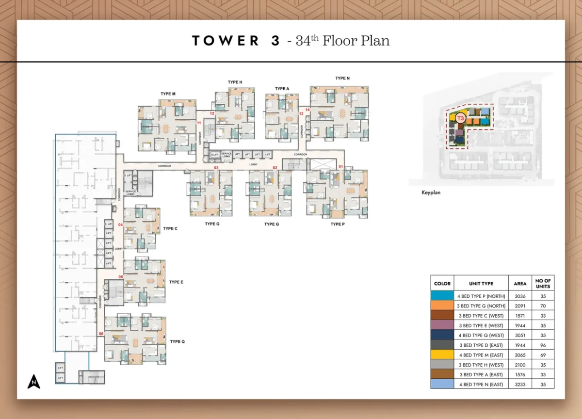 Tower 3 - 34th Floor Plan 1