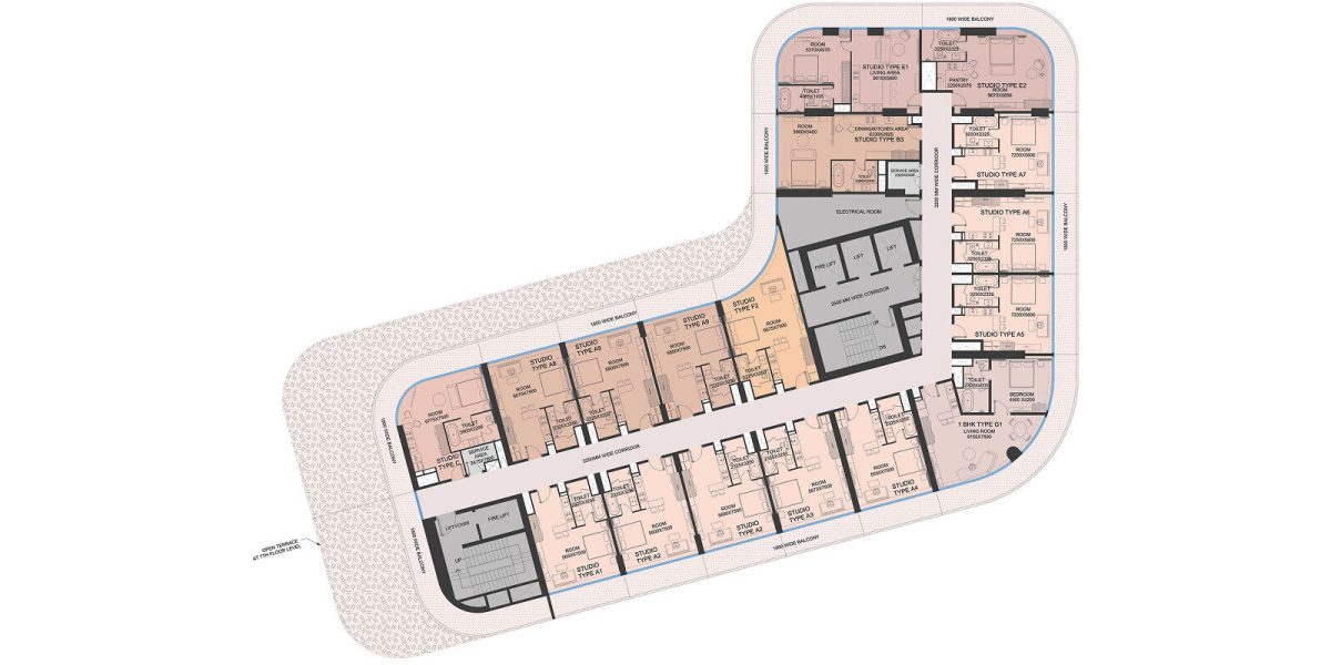 7th Floor Plan with Extended Terrace