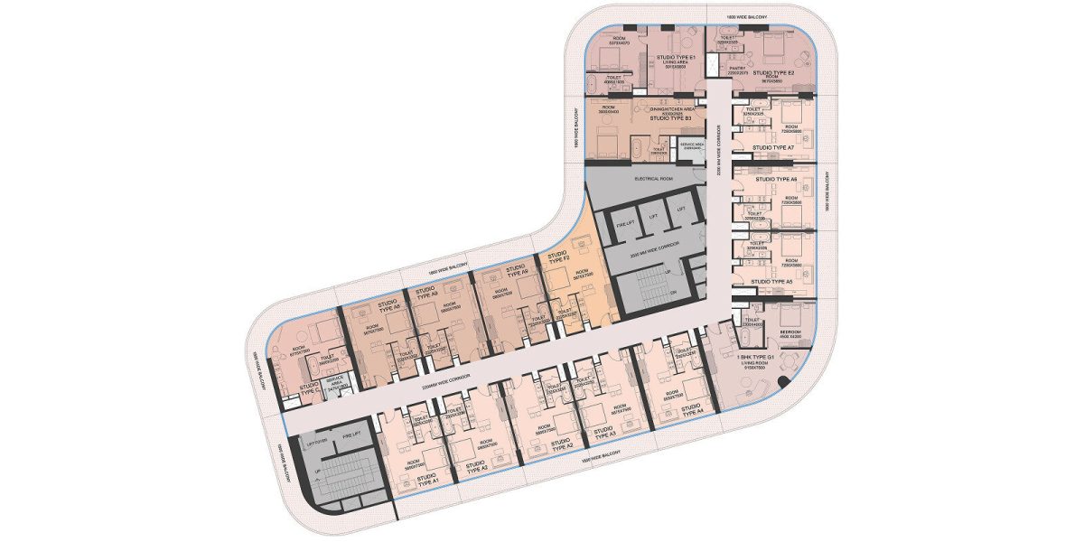 8th, 10th, 11th, 12th, 14th Floor Plan